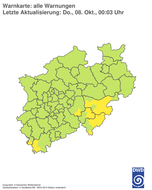 Aktuelle Warnkarte: Nordrhein-Westfalen